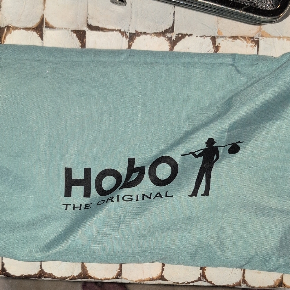 HOBO " The Original" Shimmering Black Leather Clutch And Dust Bag ! - Picture 12 of 16